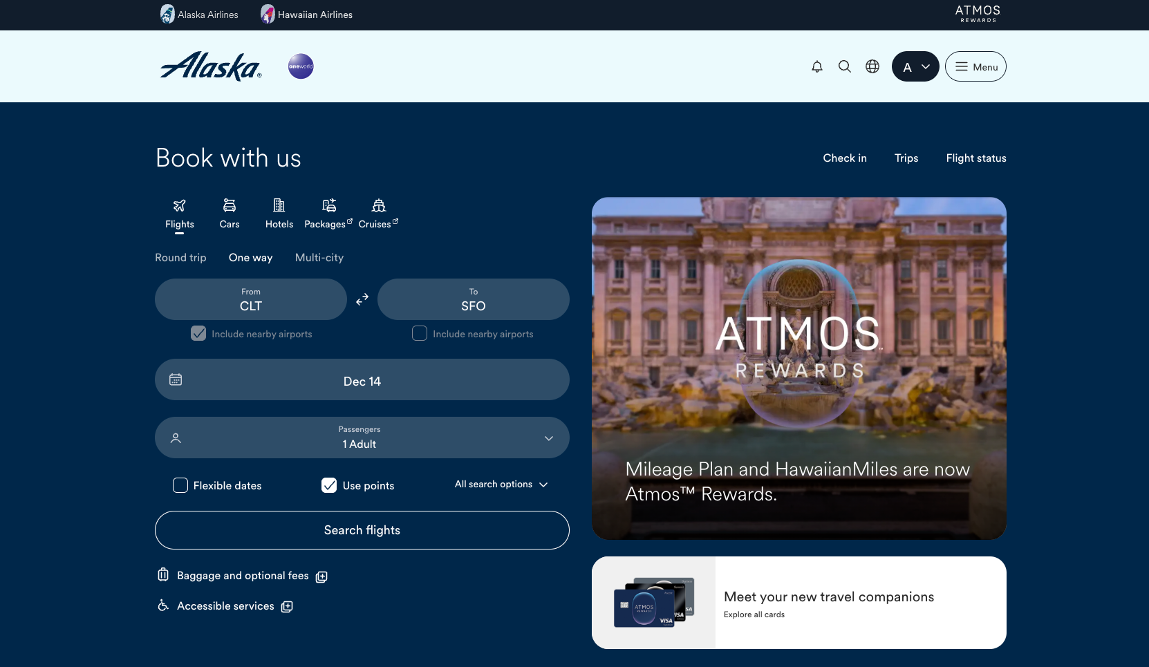 Booking American Airlines with Atmos